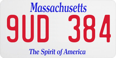 MA license plate 9UD384