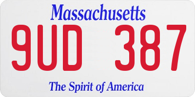 MA license plate 9UD387