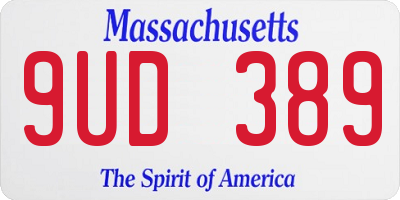 MA license plate 9UD389