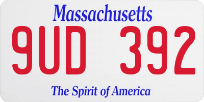 MA license plate 9UD392