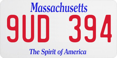 MA license plate 9UD394