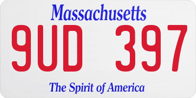 MA license plate 9UD397