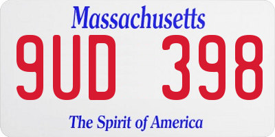 MA license plate 9UD398