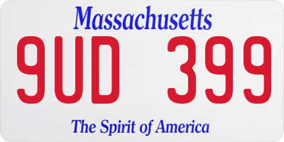 MA license plate 9UD399