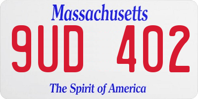 MA license plate 9UD402