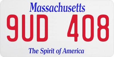 MA license plate 9UD408
