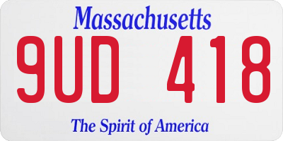 MA license plate 9UD418