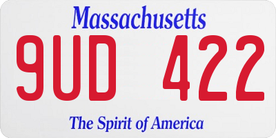 MA license plate 9UD422