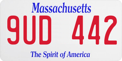 MA license plate 9UD442