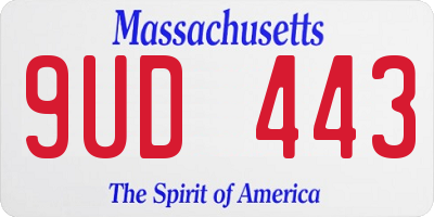 MA license plate 9UD443