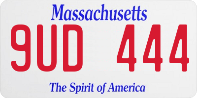 MA license plate 9UD444