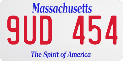 MA license plate 9UD454