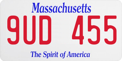 MA license plate 9UD455