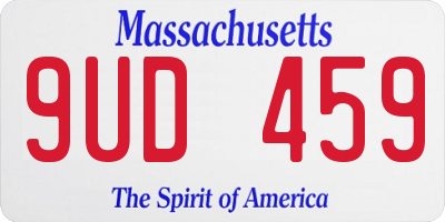 MA license plate 9UD459