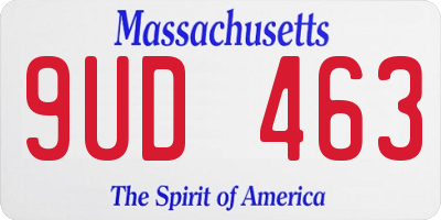 MA license plate 9UD463