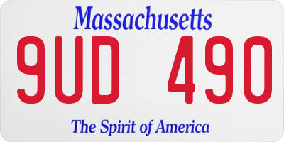 MA license plate 9UD490