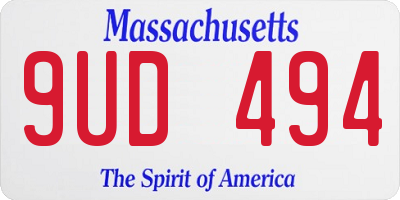 MA license plate 9UD494