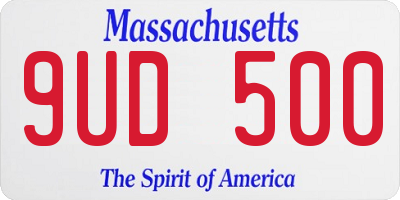 MA license plate 9UD500