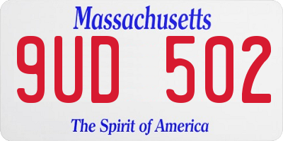 MA license plate 9UD502