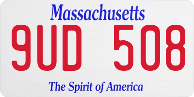MA license plate 9UD508