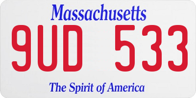 MA license plate 9UD533