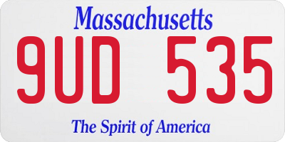 MA license plate 9UD535