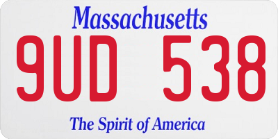 MA license plate 9UD538