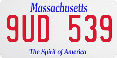 MA license plate 9UD539