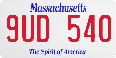 MA license plate 9UD540