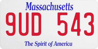 MA license plate 9UD543