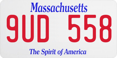 MA license plate 9UD558