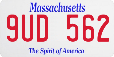 MA license plate 9UD562