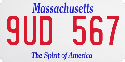 MA license plate 9UD567