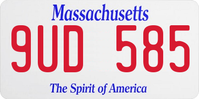 MA license plate 9UD585