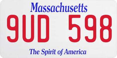 MA license plate 9UD598
