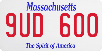 MA license plate 9UD600
