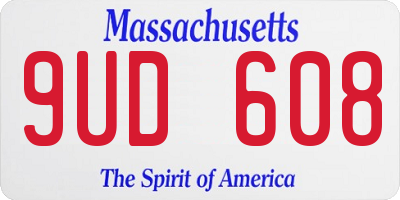 MA license plate 9UD608