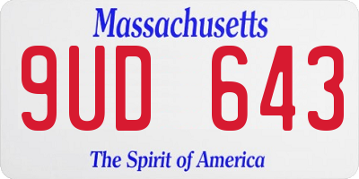 MA license plate 9UD643