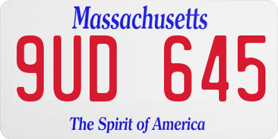 MA license plate 9UD645