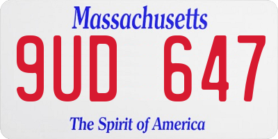 MA license plate 9UD647