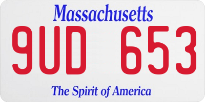 MA license plate 9UD653