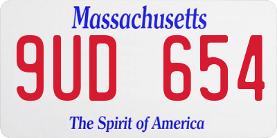 MA license plate 9UD654