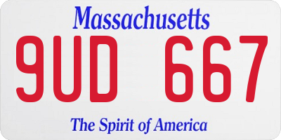 MA license plate 9UD667