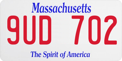MA license plate 9UD702