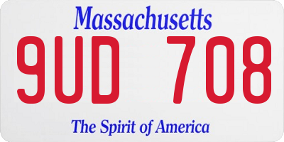 MA license plate 9UD708