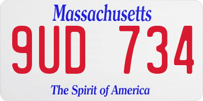 MA license plate 9UD734