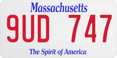 MA license plate 9UD747
