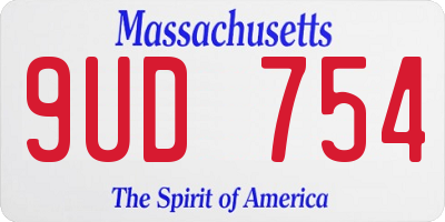 MA license plate 9UD754