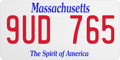 MA license plate 9UD765