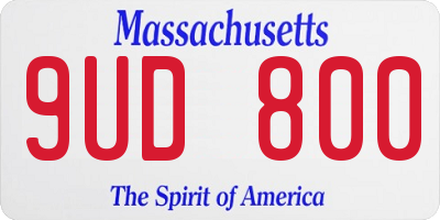 MA license plate 9UD800